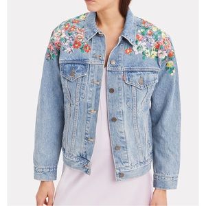 Levi Ex Boyfriend Embroidered Denim Trucker Jacket